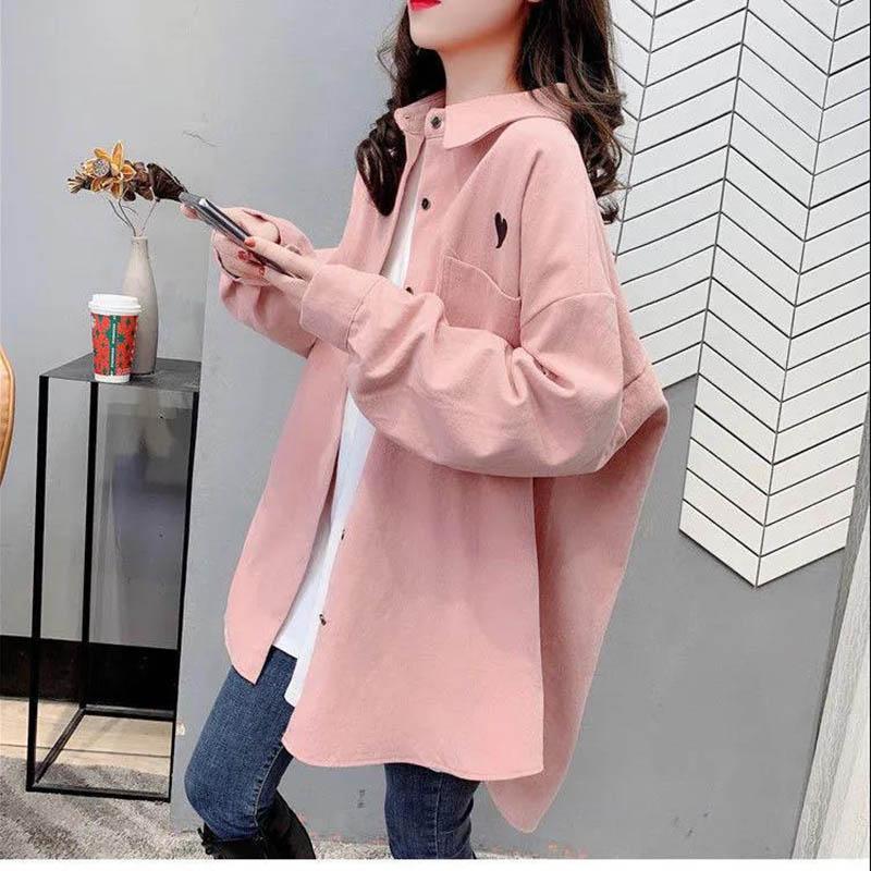Spring and Autumn Style Shirt Women Long-sleeved Loose Fashion Shirt Mid-length Coat