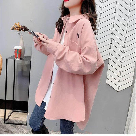 Spring and Autumn Style Shirt Women Long-sleeved Loose Fashion Shirt Mid-length Coat