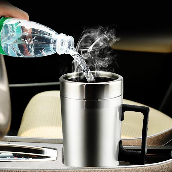 Car Electric Kettle Detachable Fast Heating 12/24V 380ml Stainless Steel Electric Car Heated Kettle Cup for Water Tea Coffee Milk