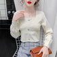 Women's Spring and Autumn Long Sleeve Square Collar Loose Solid Color Short Top