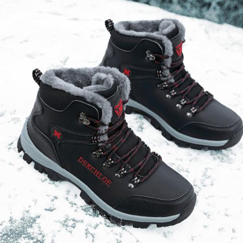 Winter Outdoor Large Size Hiking Shoes Plus Velvet Thick Cotton Shoes Waterproof and Warm Travel Shoes Hiking Leisure Sports Shoes