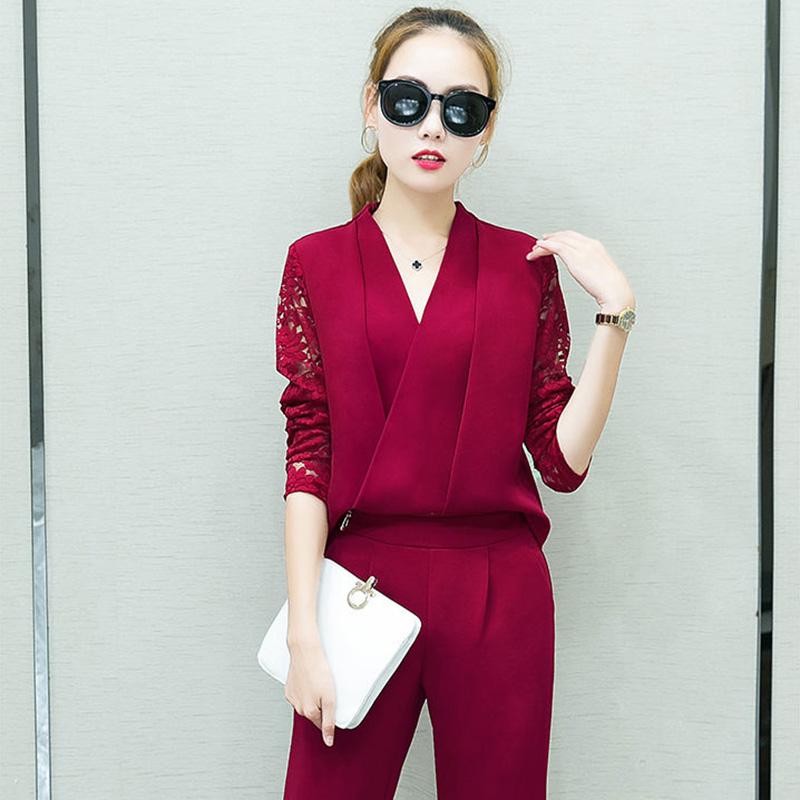 Chiffon Shirt + Foot Pants Casual Small Fragrance Ladies Professional Suit Women's Two-piece Casual and Comfortable