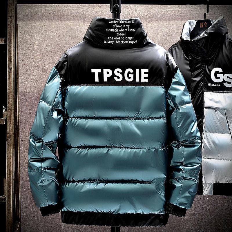 Fashion Men Coats with Hood Thick Cotton Letter Printed Parka Relax  Jacket Tops Male Casual Winter Clothing Outwear