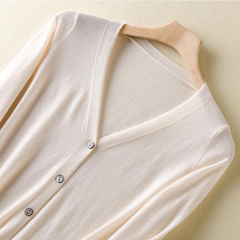 Spring and Autumn Large Size Knitted Sweater Cardigan Long Sleeve Solid Color Jacket Loose Simple Female Top