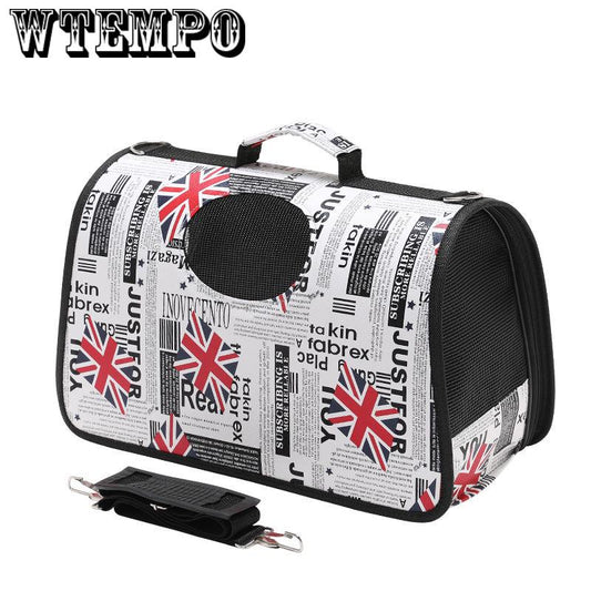 Cat Pattern Blue Dog Carrier Bag Portable Cats Handbag Foldable Travel Bag Puppy Carrying Pet Bags