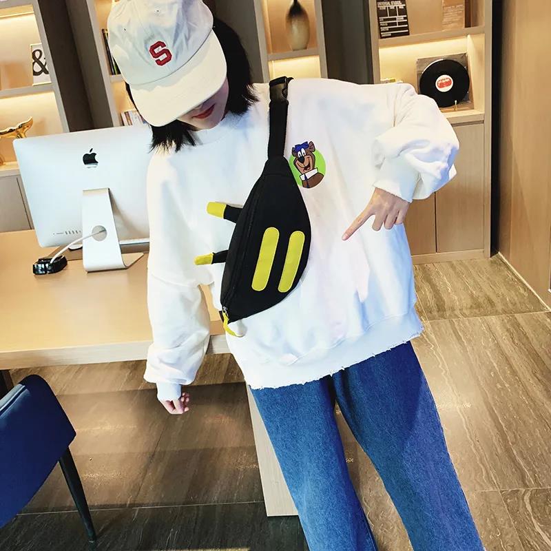 Parent-child Bag Cute Unisex Children Canvas Sling Bag Outdoor Travel Boy Girl Shoulder Crossbody Chest Bag for Gift
