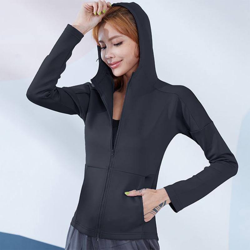Hooded Sports Jacket Women's Loose and Thin Quick-drying Fitness Tops Running Training Yoga Clothes Long Sleeves