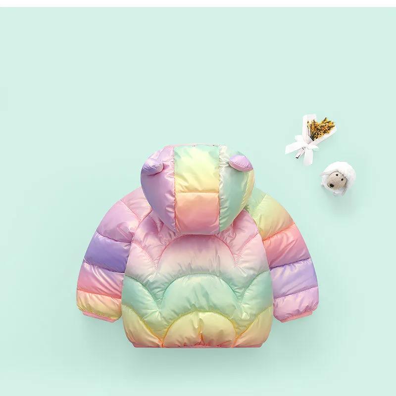 Girls Winter Warm and Windproof Candy-colored Cotton Clothes Plus Fleece Padded Jacket