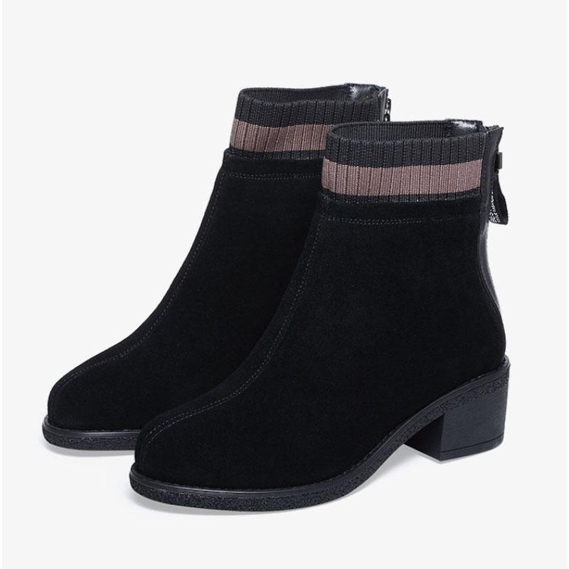 Fleece Padded Short Boots Women's Thick Heel Winter Frosted Warm and Comfortable Martin Boots