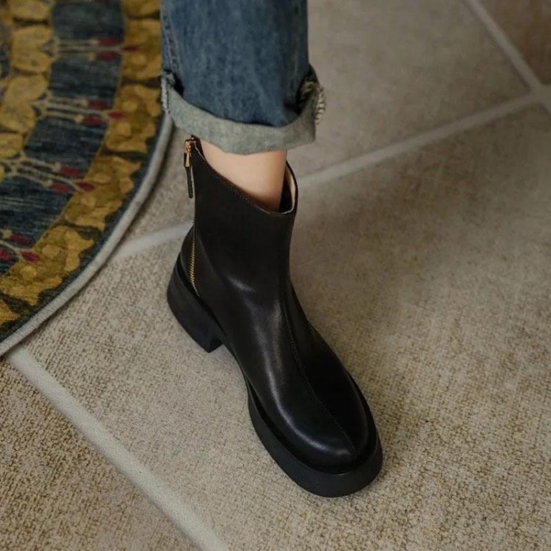 White Chelsea Short Boots Women's Spring and Autumn Zipper Locomotive Increased Martin Boots Women's British Style Single Boots