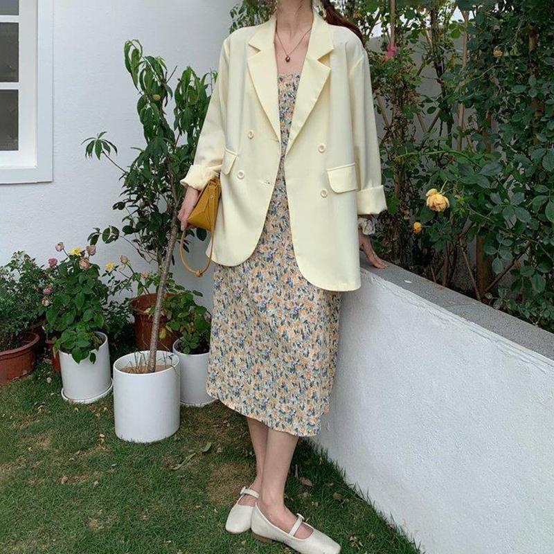 Casual Mid-length Loose Thin Blazer Women All-match Chiffon Suit Jacket Ladies Loose Casual Jacket Temperament Blazer