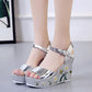 Wedge Sandals Women's Summer Casual Style Rhinestone Rivet Platform Platform Shoes  High Heel Roman Shoes
