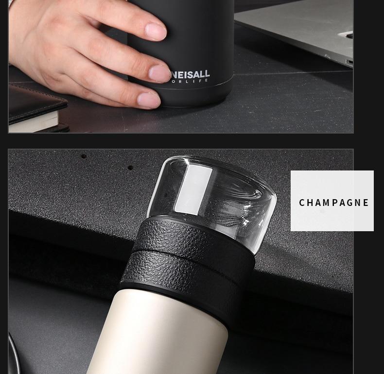 Thermos Bottle Stainless Steel Tea Partition Thermo Cup Glass Tea Strainer Thermos Mug Bottle Vacuum Flask Bottles 400ml + 200ml