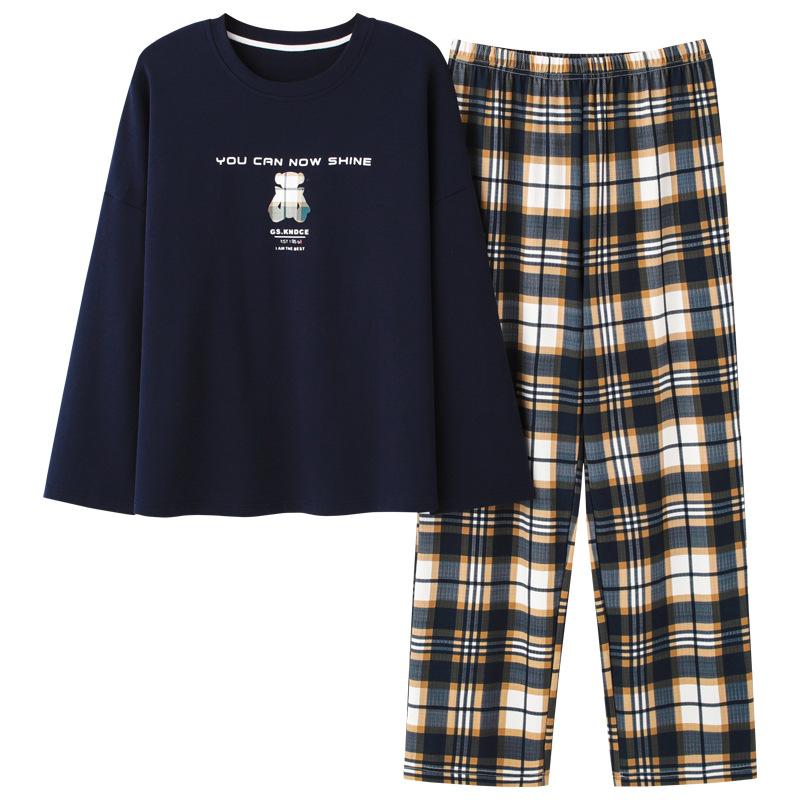 Women 's Pajamas Set Long Sleeve Sleepwear Suit Cotton Pyjamas Cartoon Cute Nightwear Loose Casual Home Wear Autumn Winter Pullover Tops and Pants