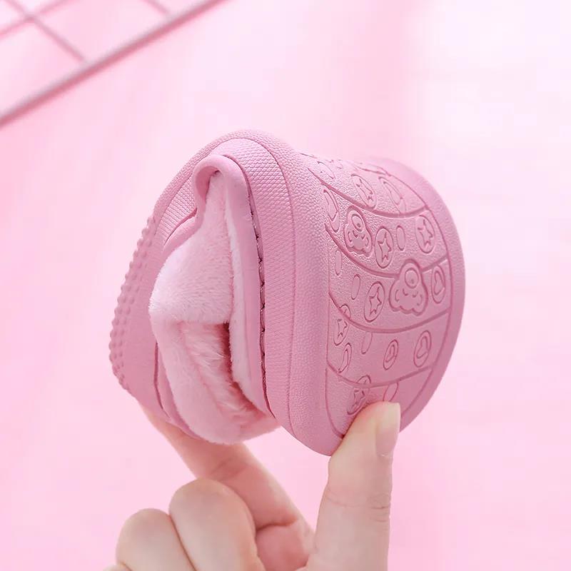 Children's Cotton Slippers for Boys and Girls Autumn Winter Cute Cartoon Thickening Home Fur Slippers
