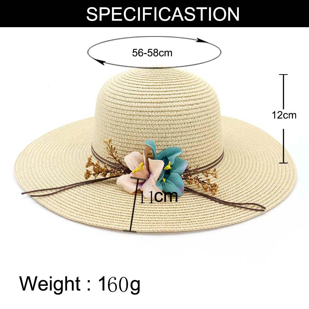 Hat Women Wide Brim Floppy Straw Sun Hat Sea Beach Foldable UV Protect Caps