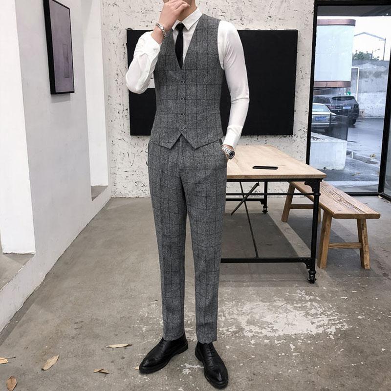Men's Fashion Suit Solid Color Business Casual Jacket Pants Vest Three-piece Slim Formal Suit Groom Handsome Wedding Dress
