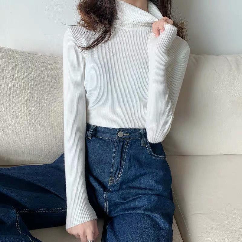 Women's Sweater Thickened Turtleneck Warm Autumn and Winter Knitted Women's Stretch Soft Pullover