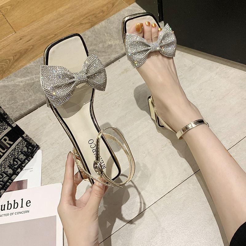 All-match Fashionable Women's Shoes Korean Thick Heel Open Toe Buckle High Heels Women's Summer Roman Sandals