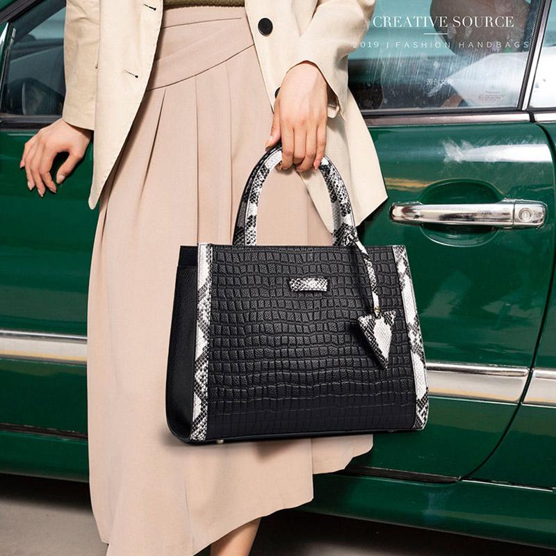Leather Ladies Bag Large Capacity Handbag Fashion Leather One Shoulder Crossbody Shopping Bag