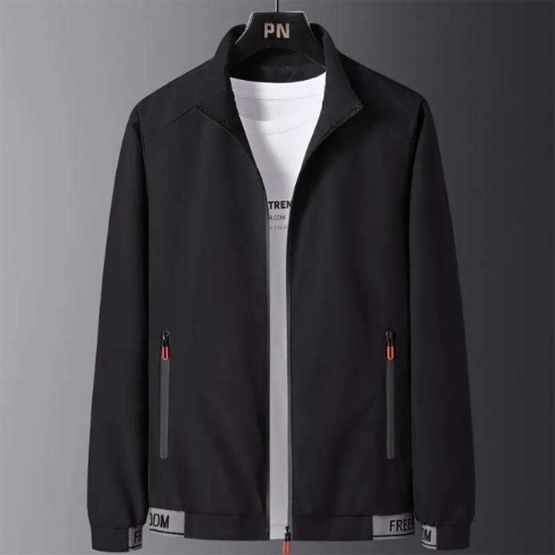 Jacket Men's Autumn and Winter Leisure Loose Slim Trend Jacket Young and Middle-aged Stand-up Collar Jacket