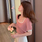 Two Piece Skirt Set Women's Short Sleeve T-Shirt Lace High Waist A-Line Skirt Mid Length Casual Elegant Summer Skirt Set Hollow Flower Embroidered