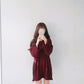 Sweater Women Autumn and Winter Thickening Slim Students Loose and Versatile Mid-length Sweater Dress V-neck Long Sleeves
