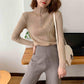 Pofulove Half-neck Collar Sweater Autumn  Winter Inside Thick Slim Outer Wear Knitted Bottom Shirt