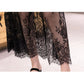 European and American Bag Hip Mesh Fashion Long Skirt Women's High Waist Denim Bias Cut Lace Stitching Skirt