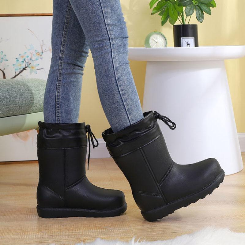 Winter Warm Outdoor Waterproof Snow Boots Women's Boots Non-slip Flat-bottomed Tube Thickened Plus Velvet Cotton Shoes Cotton Boots