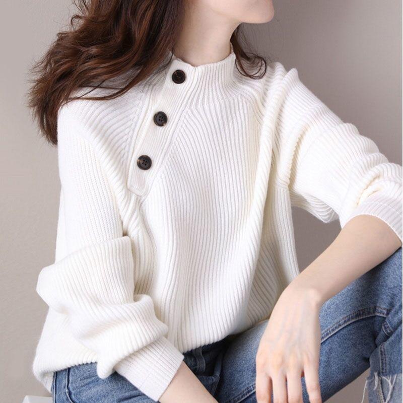 Loose O-Necck Sweaters Women's Fashion Base Knitted Sweater Women Fall Winter New Style Outer Wear Blouse Tops