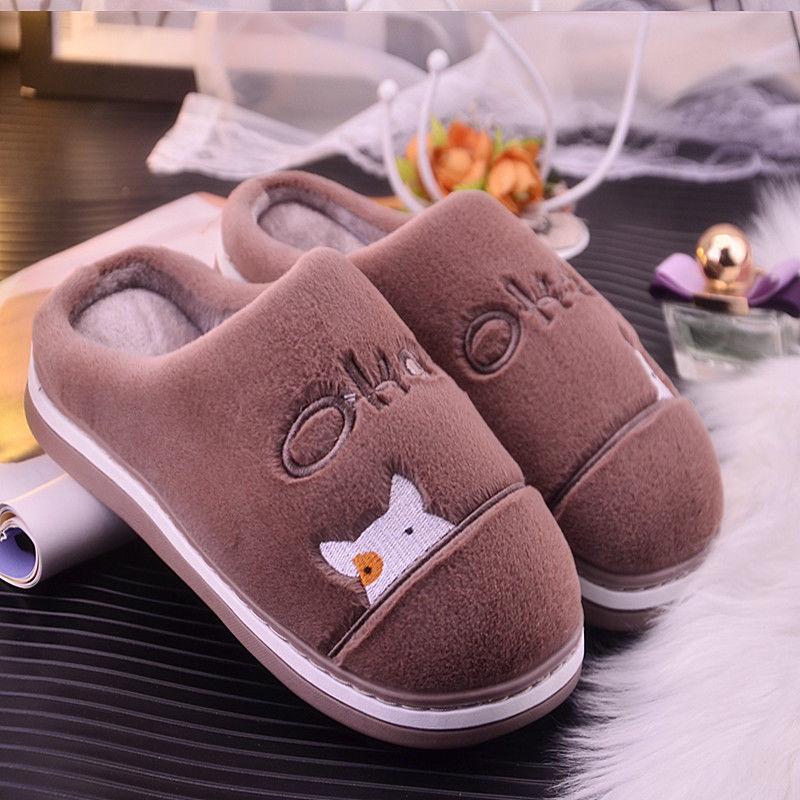 Winter Home Warm Indoor Cotton Slippers Couple Thick Non-slip Slippers