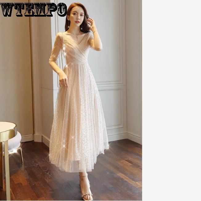 Lace Fairy Skirt Sexy Open Back Skirt Summer Dress Women Sequins Net Skirt Large Size Long