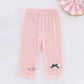Girls' Leggings Children's Spring and Autumn Thin Bow Strawberry Korean Cropped Trousers Stretch Pants Baby Outer Wear and Inner Wear