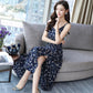 Summer Sexy Suspender Long Skirt Holiday Beach Skirt Strap Chiffon Floral Dress Female Split Casual Fashion