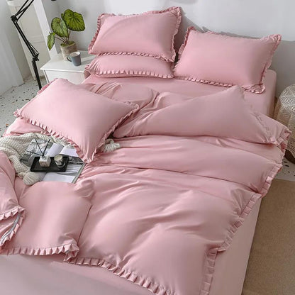Bedding, Duvet Cover, Bed Sheet Brushed Solid Color Four-piece Set Pure Cotton Side Double Bed Single