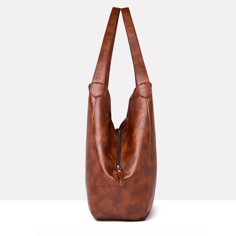 PU Dumplings Solid Color Lady Women Bag Retro Shoulder Bag Large Capacity Handbag