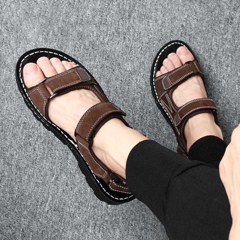 2020 Fashion Men Breathable Sandals Summer Casual Shoes Beach Sandals Genuine Leather Men Shoes