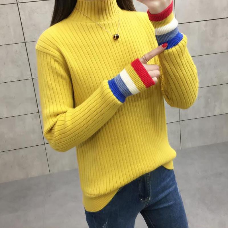 Loose Half High Neck Knitted Bottoming Shirt Thick Warmth Fashion Slim Slim Sexy Female Top