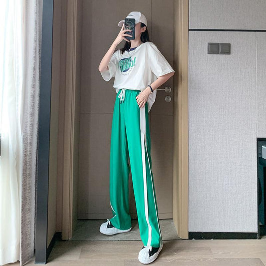 Women's Trousers All-match Thin Ice Silk Wide-leg Pants Women's Summer Thin Loose Loose Pants