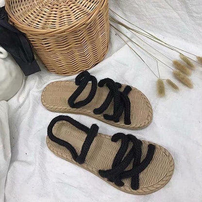 Super Good-looking Roman Sandals, Women's Hemp Rope, Two-wear Slippers, Women's Shoes, Summer Students All-match