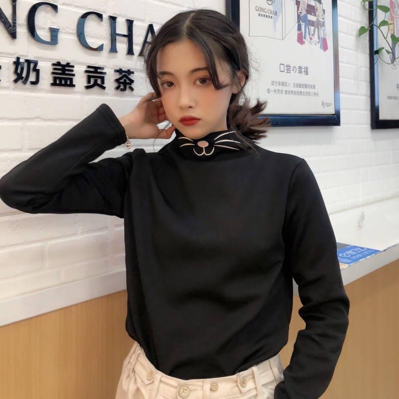 Pofulove Turtleneck Bottoming Shirt Long Winter Plus Velvet Half  Slimming Slimming Slimming