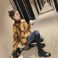 Pofulove Pullover Net Red Sweater  Loose-fitting Sweater Top Winter Turtleneck Women's Leopard