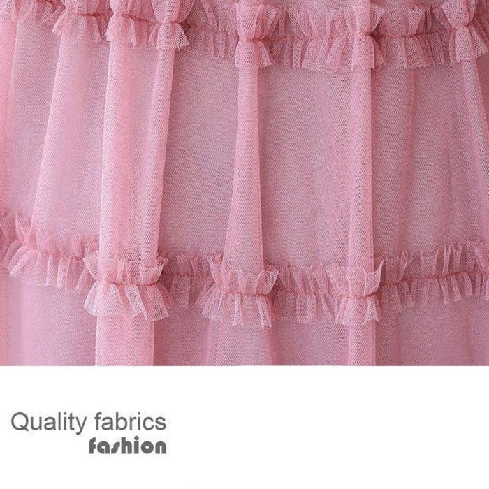 M-XXXL Summer Printing Stitching Polyester Chiffon Laced Bow Neckline Round Elastic Waist Mid-calf A-line Dress