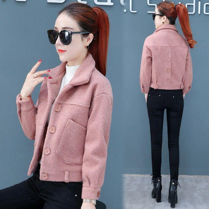Short Woolen Coat Jacket Female 2019 Autumn Popular Loose Thick Woolen Coat Women Clothing