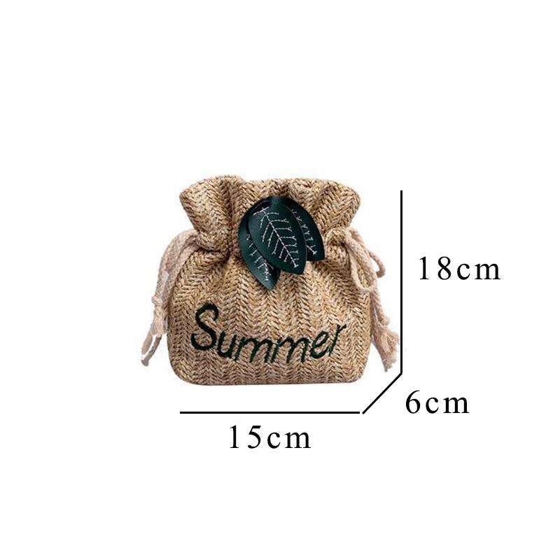 Women's Straw Woven Bucket Bag Beach Bag Shoulder Messenger Bag Cute Summer Student Travel Vacation