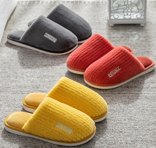Autumn and Winter Pure Cotton Slippers Indoor Non-slip Soft-soled Shoes Warm Simple Plush Cotton Shoes