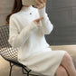 Half High Neck Mid-length Sweater Loose Thick Knit Bottoming Shirt Fashion Casual Dress