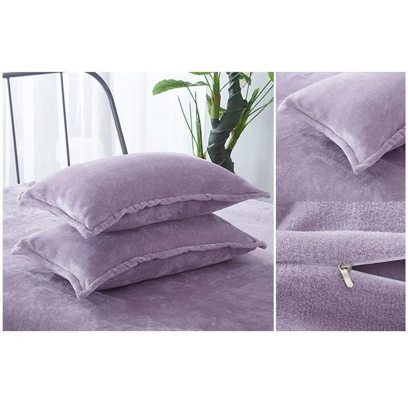 Pure Color Pillowcase Thick Flannel Pillowcase Single and Double Pillowcase Coral Fleece Pillowcase Two-piece