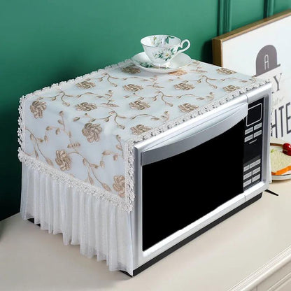 Microwave Oven Cover Towel Oil-proof Universal Fashion Breathable Lace Embroidered Non-slip Dust Cover